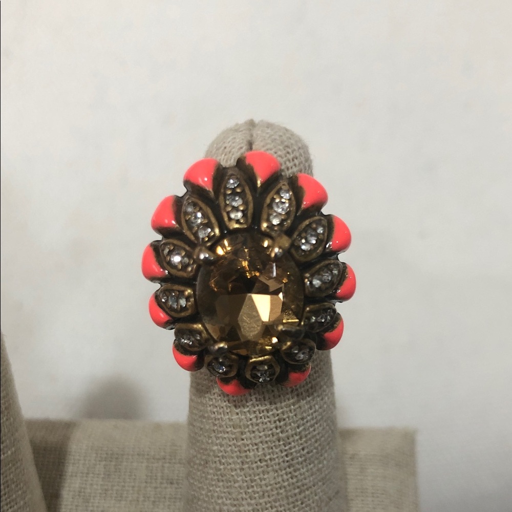 Stella & Dot Rosanna Adjustable Gold and Pink Gemstone Ring